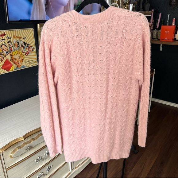 Pink Cable Knit Cardigan Petite Small - Picture 7 of 9